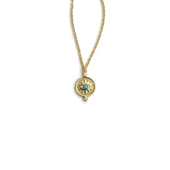 Evil Eye necklace with Turquoise and Cubic Zirconia - Picture 5 of 5
